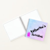 Blue Lila Ombre Funny Angel Cat Sketchbook Notizblock (Innenseite)