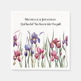 Blue Lila Pink Iris floral Inspiration Hochzeit Serviette