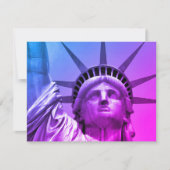 Blue Lila Pop Art Statue Liberty New York Card (Vorderseite)