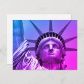 Blue Lila Pop Art Statue Liberty New York Card (Vorne/Hinten)