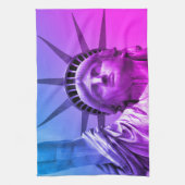 Blue Lila Pop Art Statue of Liberty New York Geschirrtuch (Vertikal)
