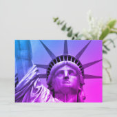 Blue Lila Pop Art Statue of Liberty New York Karte (Stehend Vorderseite)