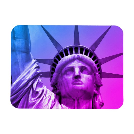 Blue Lila Pop Art Statue of Liberty New York Magnet (Horizontal)