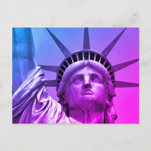 Blue Lila Pop Art Statue of Liberty New York Postkarte (Vorderseite)