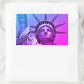 Blue Lila Pop Art Statue of Liberty New York Rechteckiger Aufkleber (Tasche)