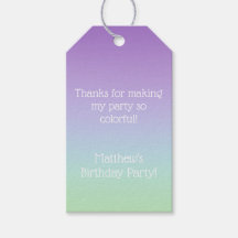 Blue Lila Rainbow Boys Birthday Favor Tag