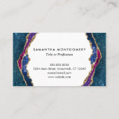 Blue Lila Red Gold Venen Agate Beruflich Visitenkarte (Rückseite)