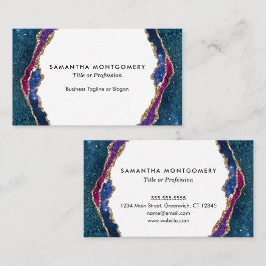 Blue Lila Red Gold Venen Agate Beruflich Visitenkarte (Vorne/Hinten)