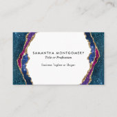 Blue Lila Red Gold Venen Agate Beruflich Visitenkarte (Vorderseite)