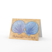 Blue Lila Seashells Hochzeitskarten