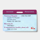 Blue/Lila Service-Hund-ID-Abzeichen Ausweis (Rückseite)