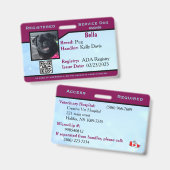 Blue/Lila Service-Hund-ID-Abzeichen Ausweis (Vorder- & Rückseite)