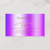 Blue Lila Shimmering Gold Verzierte Ecken mit Logo Visitenkarte (Rückseite)