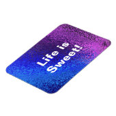 Blue & Lila Shiny Abstrakt Life is Sweet Magnet (Linke Seite)