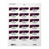 Blue & Lila Space & Stars mit Goldband Adressaufkleber (Vorne)