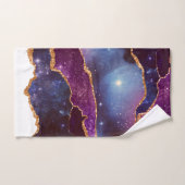 Blue & Lila Space & Stars mit Goldband Badhandtuch Set (Handtuch)