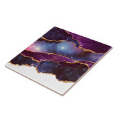 Blue & Lila Space & Stars mit Goldband Fliese (Seite)