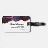 Blue & Lila Space & Stars mit Goldband Gepäckanhänger (Rückseite horizontal)