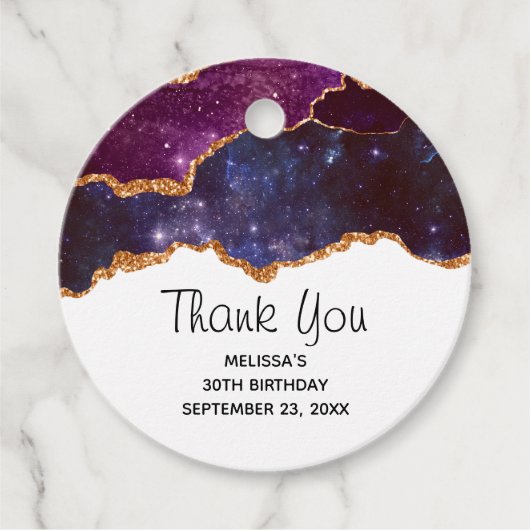 Blue & Lila Space & Stars mit Goldband Geschenkanhänger (Vorderseite)