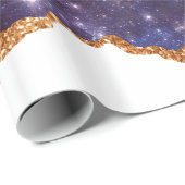 Blue & Lila Space & Stars mit Goldband Geschenkpapier (Rolleneckpunkt)