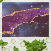 Blue & Lila Space & Stars mit Goldband Geschirrtuch (Gefaltet)