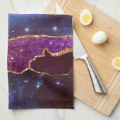 Blue & Lila Space & Stars mit Goldband Geschirrtuch (Viertel Falte)