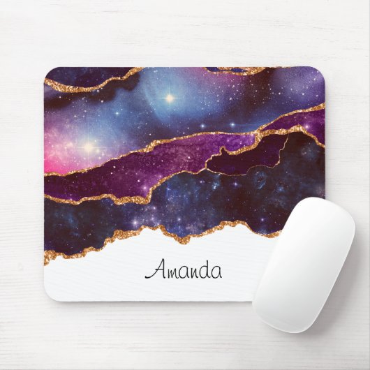 Blue & Lila Space & Stars mit Goldband Mousepad (Mit Mouse)