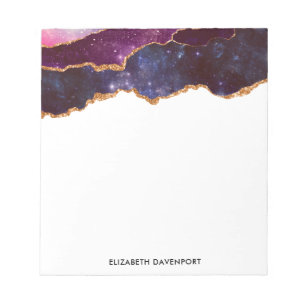 Blue & Lila Space & Stars mit Goldband Notizblock