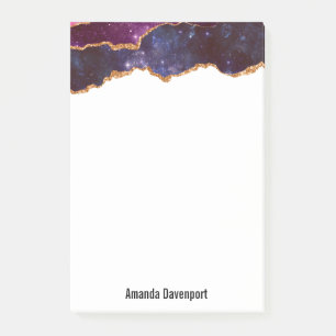 Blue & Lila Space & Stars mit Goldband Post-it Klebezettel