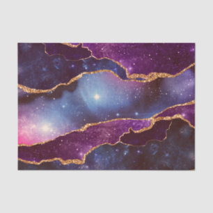 Blue & Lila Space & Stars mit Goldband Seidenpapier