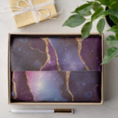 Blue & Lila Space & Stars mit Goldband Seidenpapier (Geschenk)