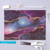 Blue & Lila Space & Stars mit Goldband Seidenpapier (Handwerk)