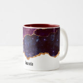 Blue & Lila Space & Stars mit Goldband Zweifarbige Tasse (VorderseiteRechts)
