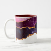 Blue & Lila Space & Stars mit Goldband Zweifarbige Tasse (Links)