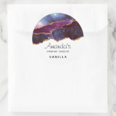 Blue & Lila Space & Stars Modern Agate Candle Runder Aufkleber (Tasche)