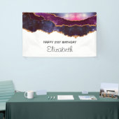 Blue & Lila Space & Stars Modern Agate Geburtstag Banner (Messeveranstaltung)