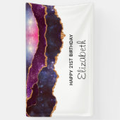 Blue & Lila Space & Stars Modern Agate Geburtstag Banner (Vertikal)