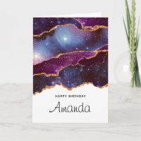 Blue & Lila Space & Stars Modern Agate Geburtstag