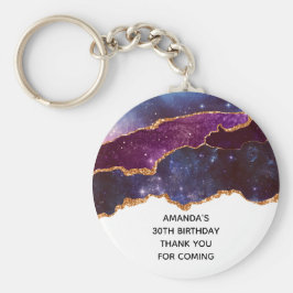 Blue & Lila Space & Stars Modern Agate Geburtstag Schlüsselanhänger