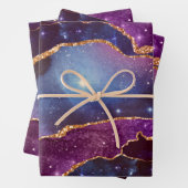 Blue & Lila Space & Stars Modern Agate Geschenkpapier Set (Beispiel)