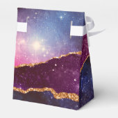 Blue & Lila Space & Stars Modern Agate Geschenkschachtel (Rückseite)