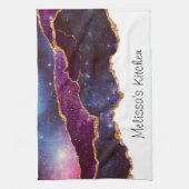 Blue & Lila Space & Stars Modern Agate Geschirrtuch (Vertikal)