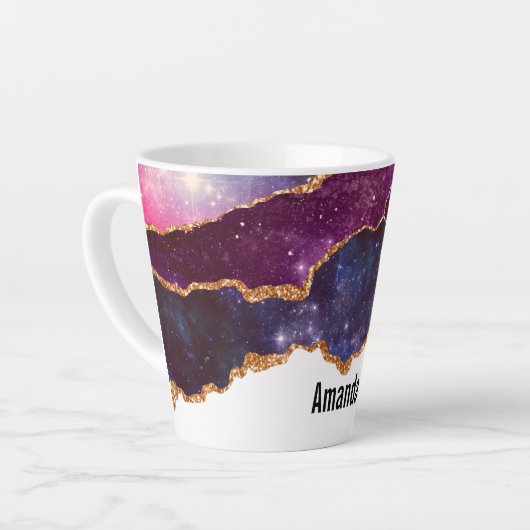 Blue & Lila Space & Stars Modern Agate Milchtasse (Linke Ecke)