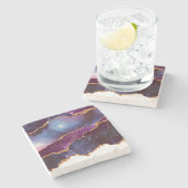 Blue & Lila Space & Stars Modern Agate Steinuntersetzer (Seitenansicht)