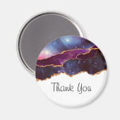 Blue & Lila Space & Stars Modern Agate Vielen Dank Magnet (Vorderseite/Rückseite)