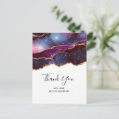 Blue & Lila Space & Stars Modern Agate Vielen Dank Postkarte (Stehend Vorderseite)