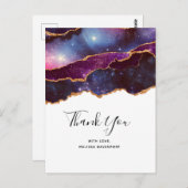 Blue & Lila Space & Stars Modern Agate Vielen Dank Postkarte (Vorne/Hinten)