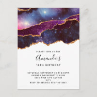 Blue & Lila Space & Stars Modern Geburtstag