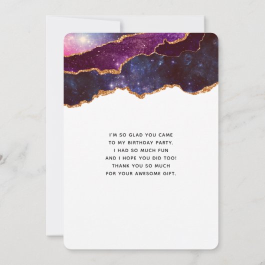 Blue & Lila Space & Stars Modern Vielen Dank Dankeskarte (Rückseite)