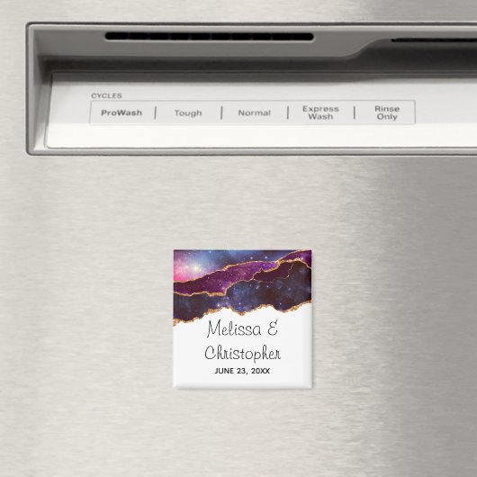 Blue & Lila Space & Stars Moderne Agate Wedding Magnet (In Situ (Geschirrspüler))